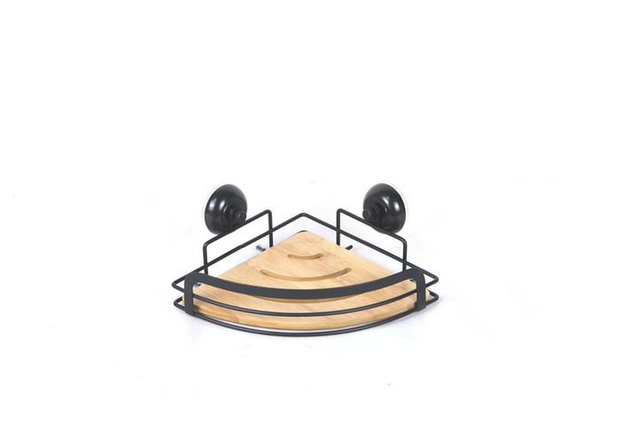 Organizador De Baño Esquinero Con Broches De Succión Y Base De Bambu 1 Pz