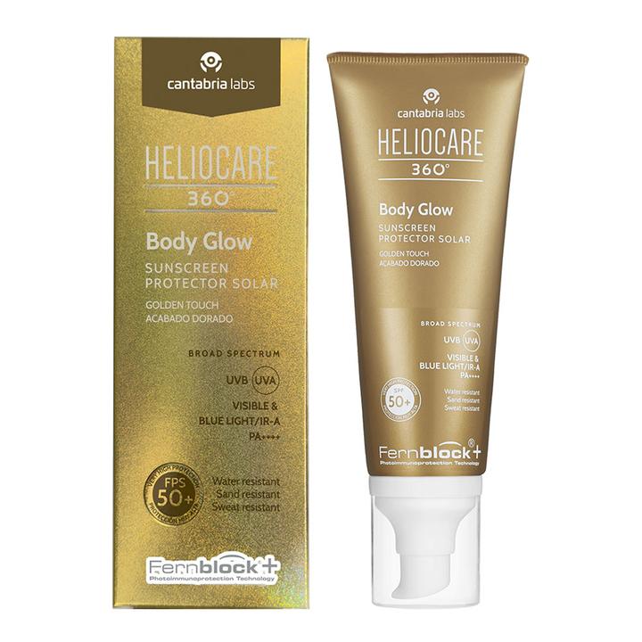 Protector Solar Heliocare 360° Fps 50 Body Glow Acabado Dorado 100 Ml