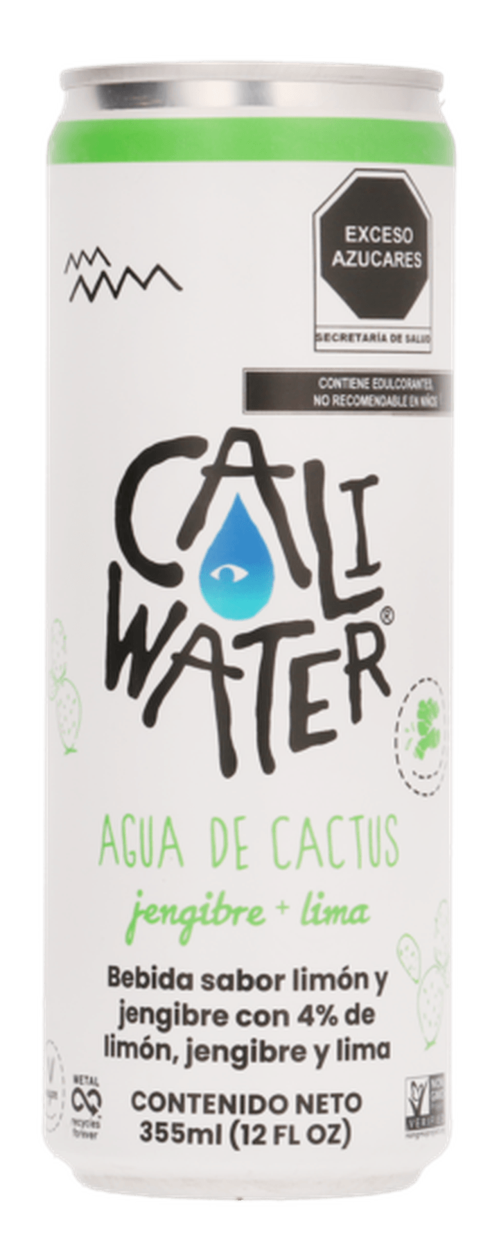 Agua De Cactus Gengibre Lima 355 Ml