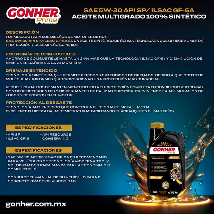 Aceite Go Prime Sae 5w-30 Api Sp 946ml 1 Pz