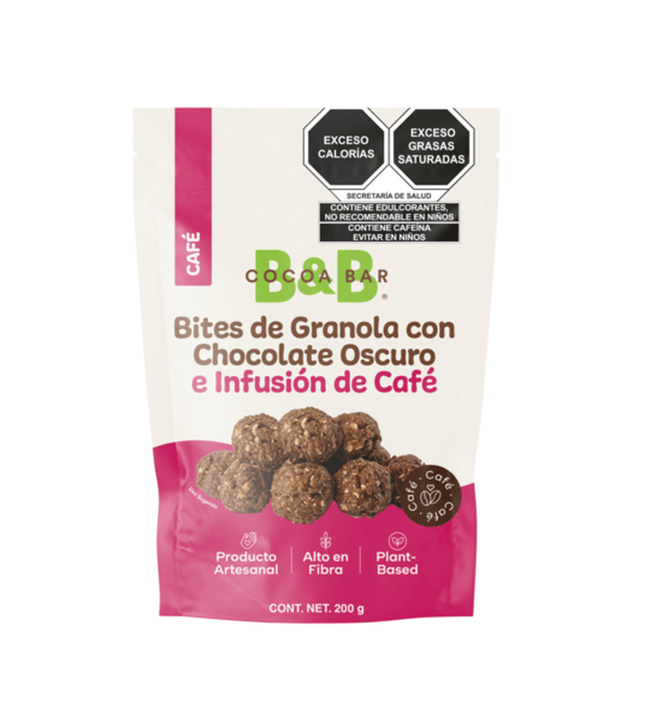 B&B Cocoa Bar Bites De Chocolate Amargo Café 200 G