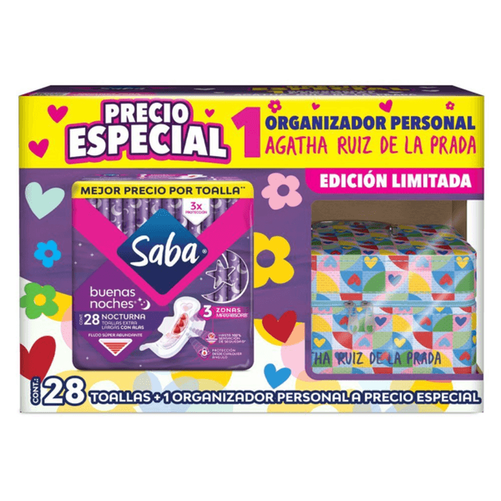 Toallas Femeninas Buenas Noches + Organizador Pe 28 Pz