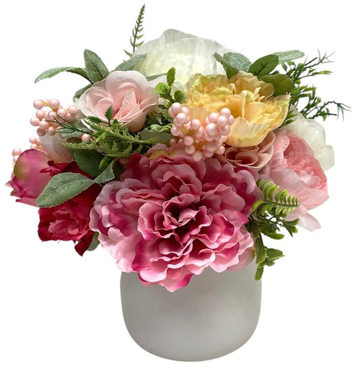Planta Artificial Haven & Key Peonias Rosas Y Bayas 35 Cm