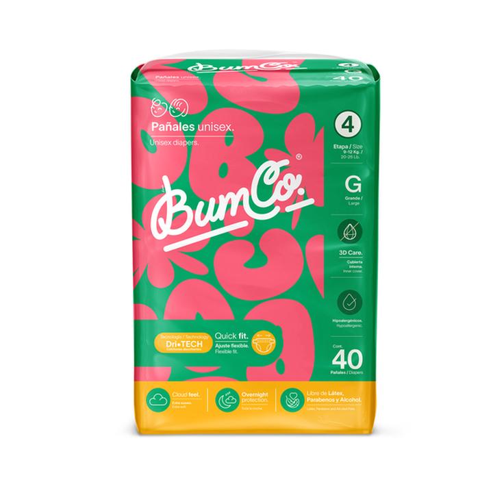 Pañales Para Bebé Bum Co. Unisex Etapa 4 Grande Con 40 Pañales
