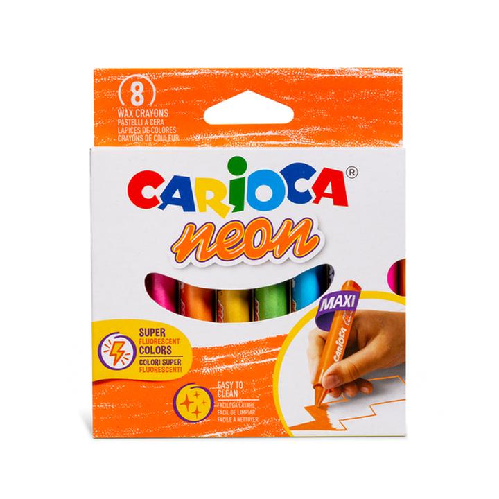 Crayón Color Neón Carioca Punta Triangular Con 8 Pz
