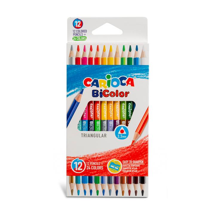 Lápices De Color Carioca Punta Triangular Con 12 Pz