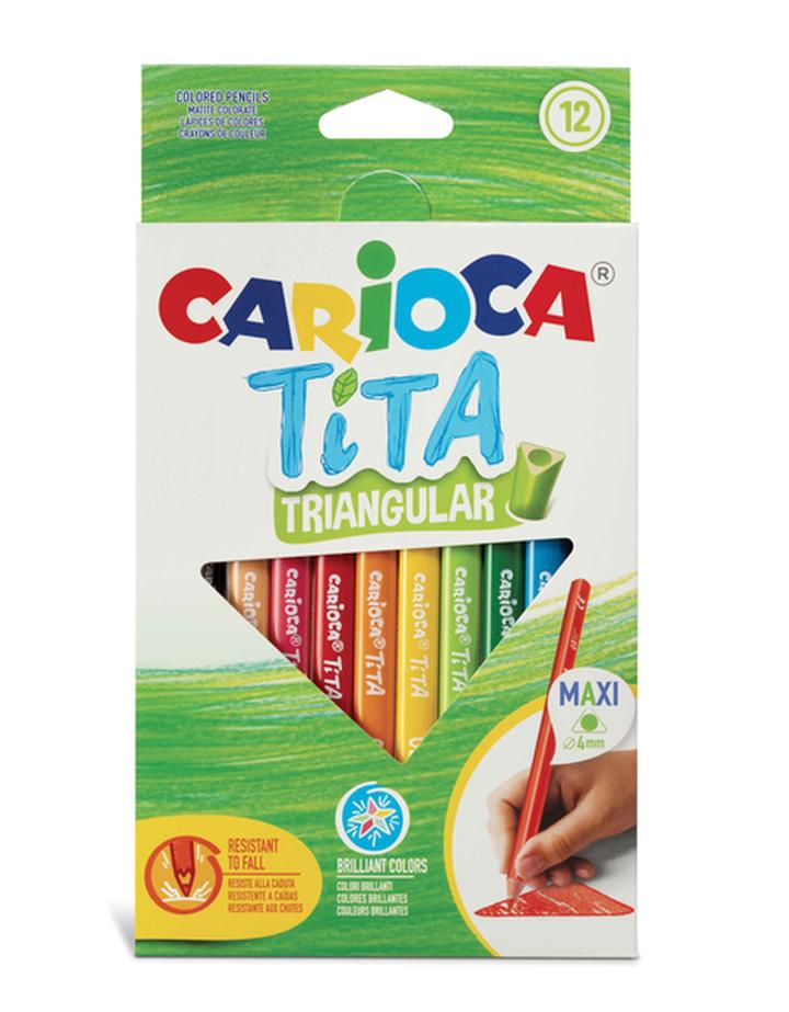 Lápices De Color Carioca Punta Triangular Con 12 Pz