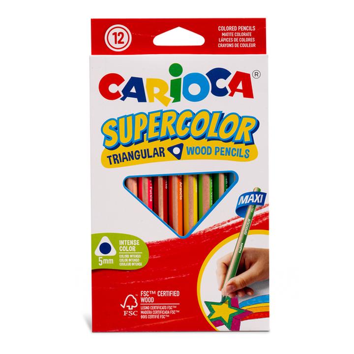 Lápices De Madera Supercolor Carioca Triangulares Con 12 Pz