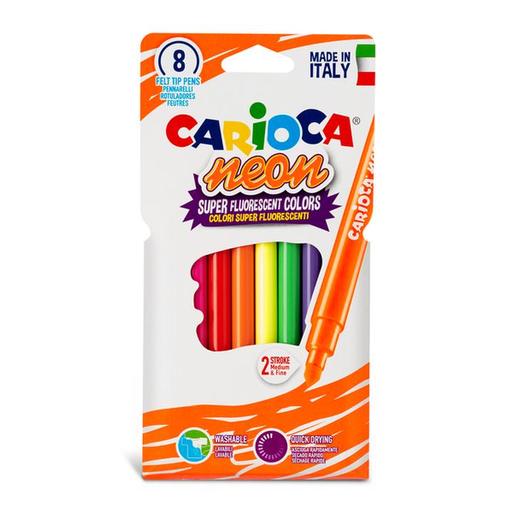 Resaltadores Lavables Carioca Colores Neón Con 8 Pz