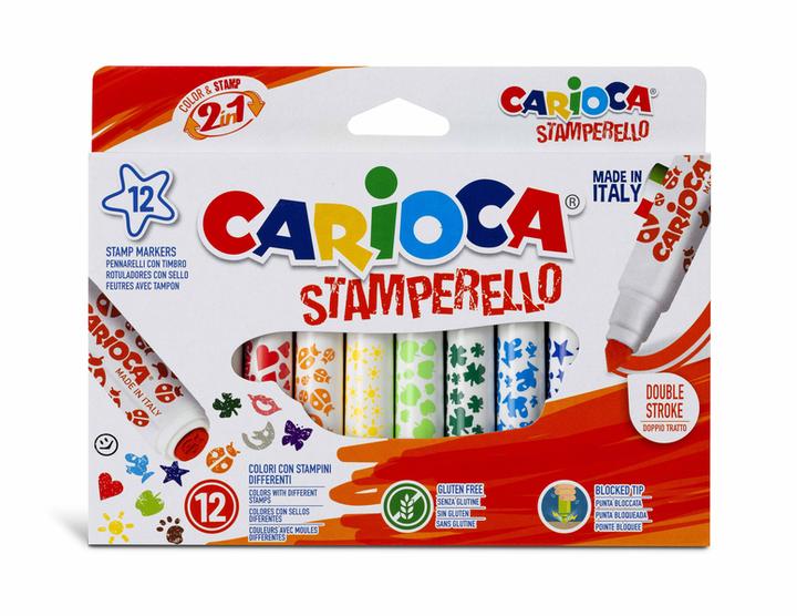 Rotuladores Con Sellos Carioca Doble Punta Con 12 Pz