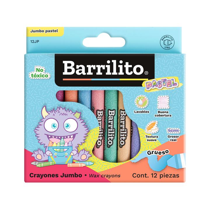 Crayones Jumbo Pastel Barrilito Con 12 Colores