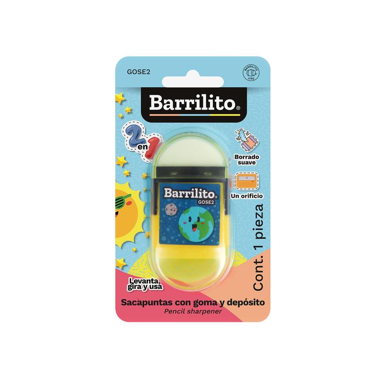 Sacapuntas Con Goma Barrilito 2 En 1 Girable
