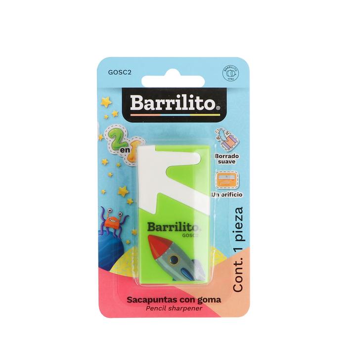 Sacapuntas Con Goma Barrilito 2 En 1