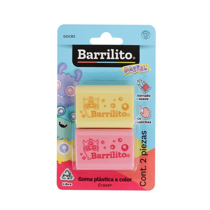 Goma Pastel Barrilito Con 2 Pz