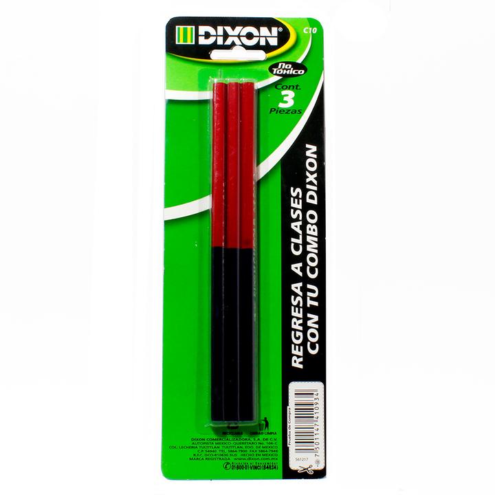 Lápiz Dixon Bicolor Rojo Y Azul Con 3 Pz