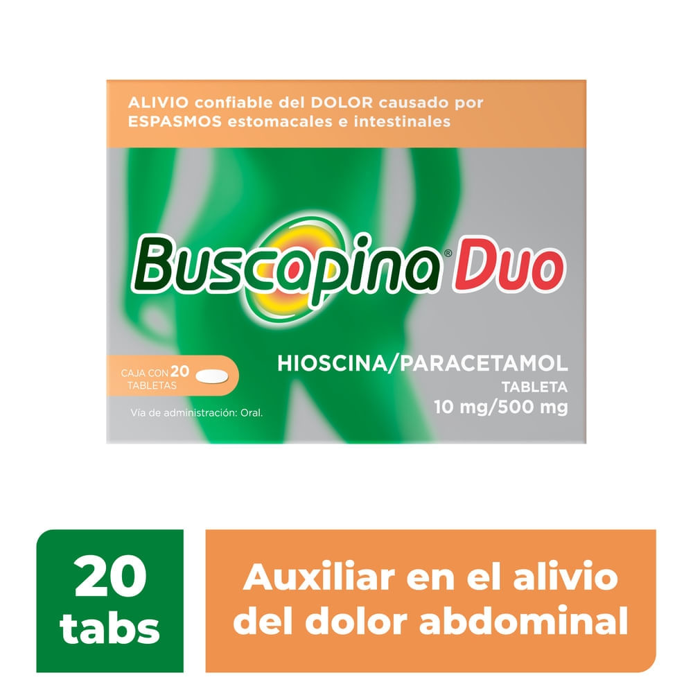 Buscapina Duo Hioscina 10 Mg Paracetamol 500 Mg Con 10 Tabletas
