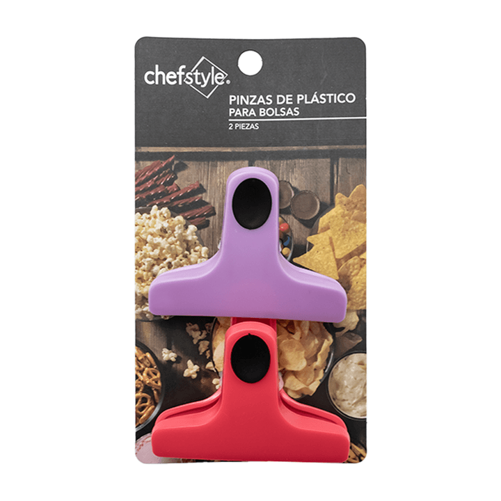 Pinzas De Plastico 2 Piezas Para Bolsas Morado Y 1 Pz