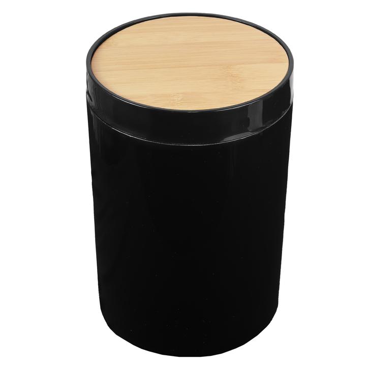 Bote De Basura De Plastico Negro Con Bambu 18 X 1 1 Pz