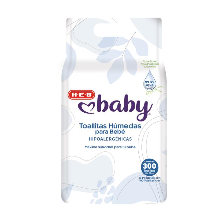 H-E-B Baby Toallitas Húmedas De Agua Para Bebé 3 Paquetes Con 100 Pz