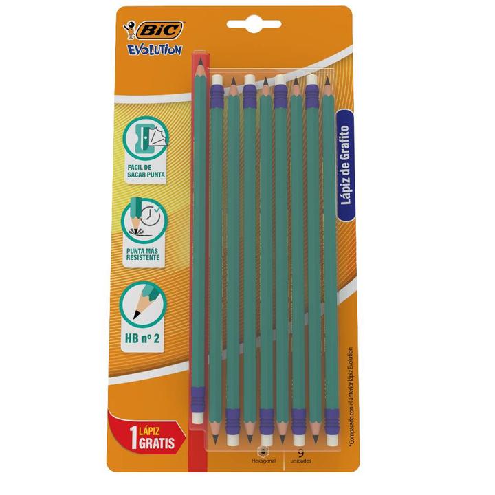 Lápices De Grafito Bic Evolution Hb #2 Con 10 Pz