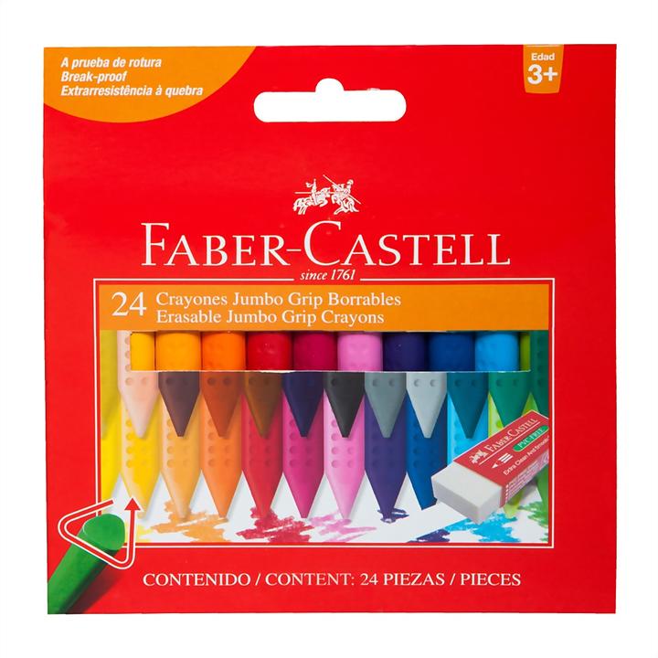 Faber-Castell Crayones Jumbo Grip Borrables Con 24 Pz