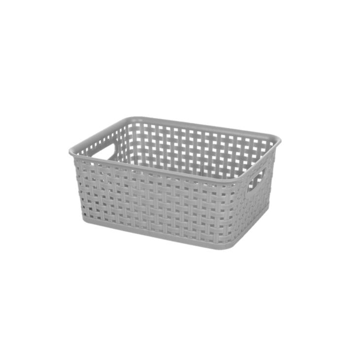 Canasta De Ratan Chica Gris 4.5l 10.5cm X 25.5c 1 Pz
