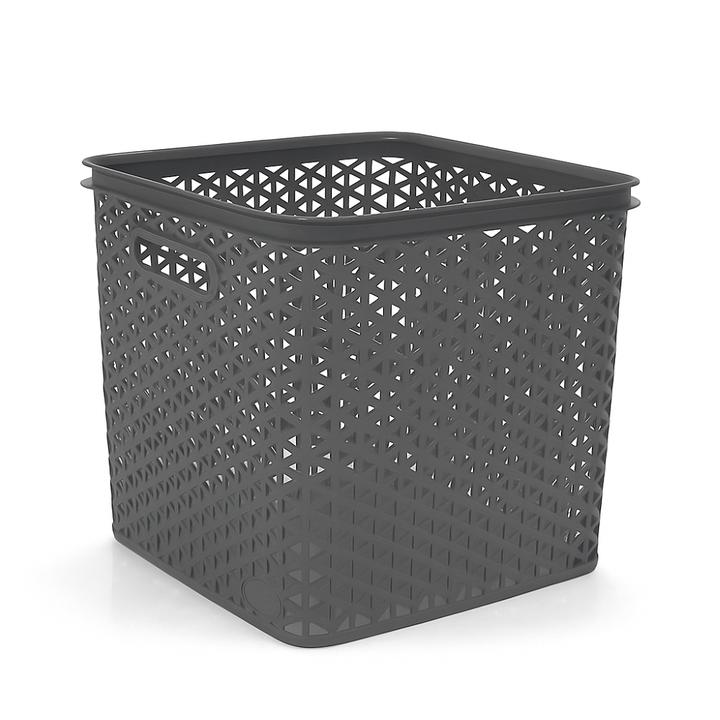 Canasta De Ratan Grande Cuadrada Gris 30l 31cm 1 Pz