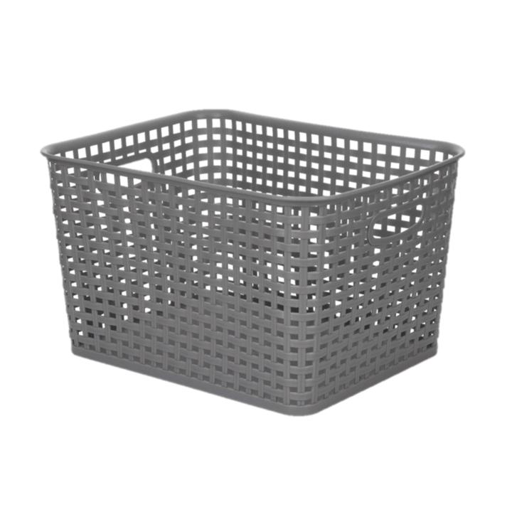 Canasta De Ratán Grande Gris 19.5l 20cm X 34cm 1 Pz