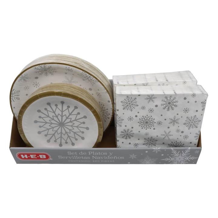 Heb Set De Platos Y Servilletas Navideños Con 200 Pz