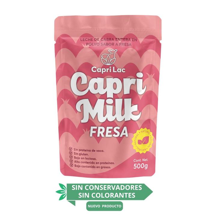 Capri Milk Leche De Cabra Saborizada En Polvo Sabor Fresa 500 G