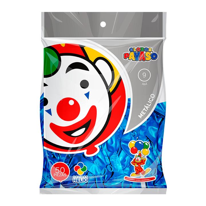 Globos Payaso Metálico No.9 Azul Con 50 Pz