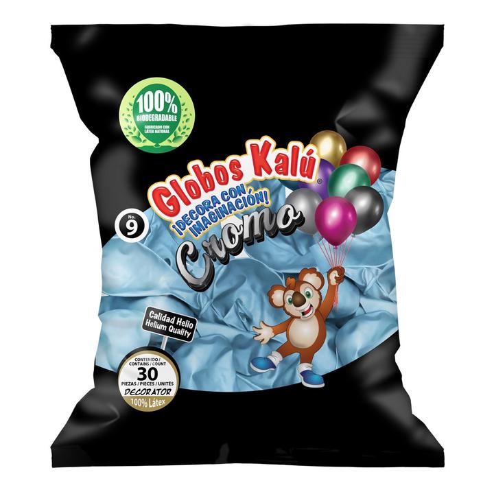 Globo Cromo Metálico Azul Cielo No.9 Con 30 Pieza 1 Pz
