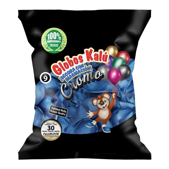 Globo Cromo Metálico Azul Rey No.9 Con 30 Piezas 1 Pz