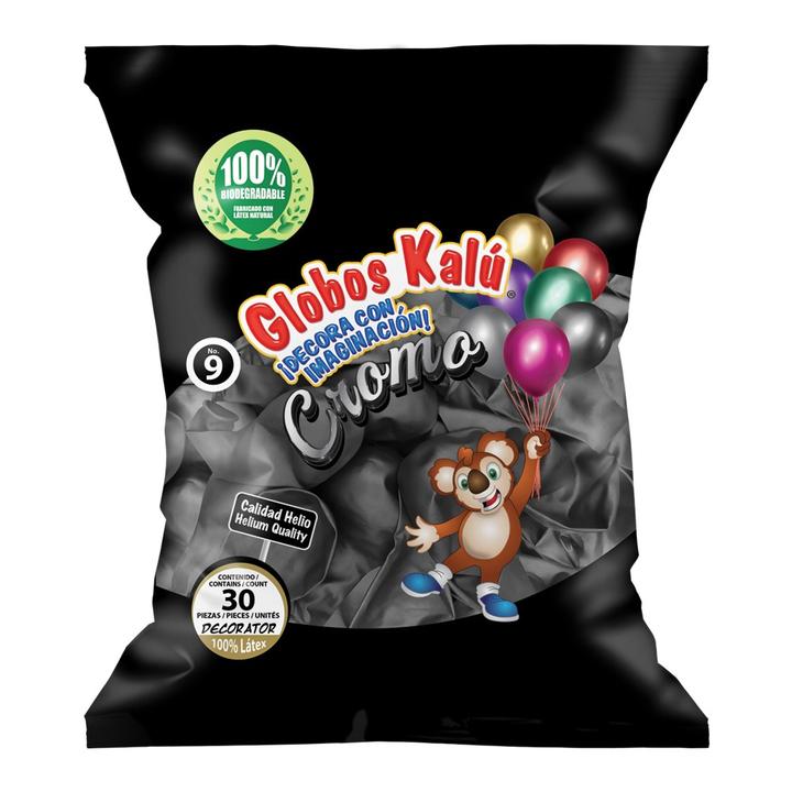 Globo Cromo Metálico Negro No.9 Con 30 Piezas 1 Pz