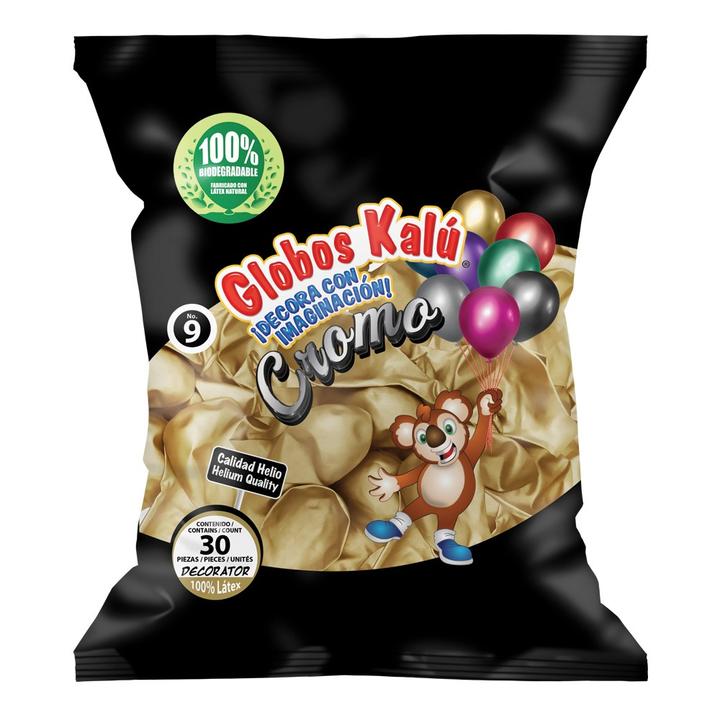 Globo Cromo Metálico Oro No.9 Con 30 Piezas 1 Pz