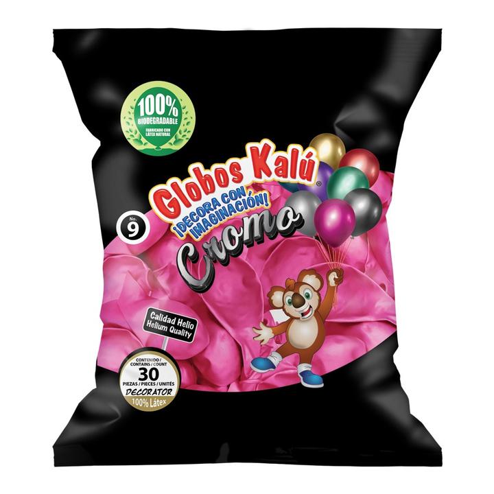 Globo Cromo Metálico Rosa No.9 Con 30 Piezas 1 Pz