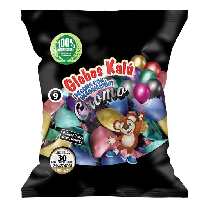 Globo Cromo Metálico Surtido No.9 Con 30 Piezas 1 Pz