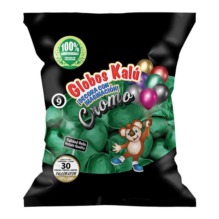 Globo Cromo Metálico Verde Bandera No.9 30 Piezas 1 Pz