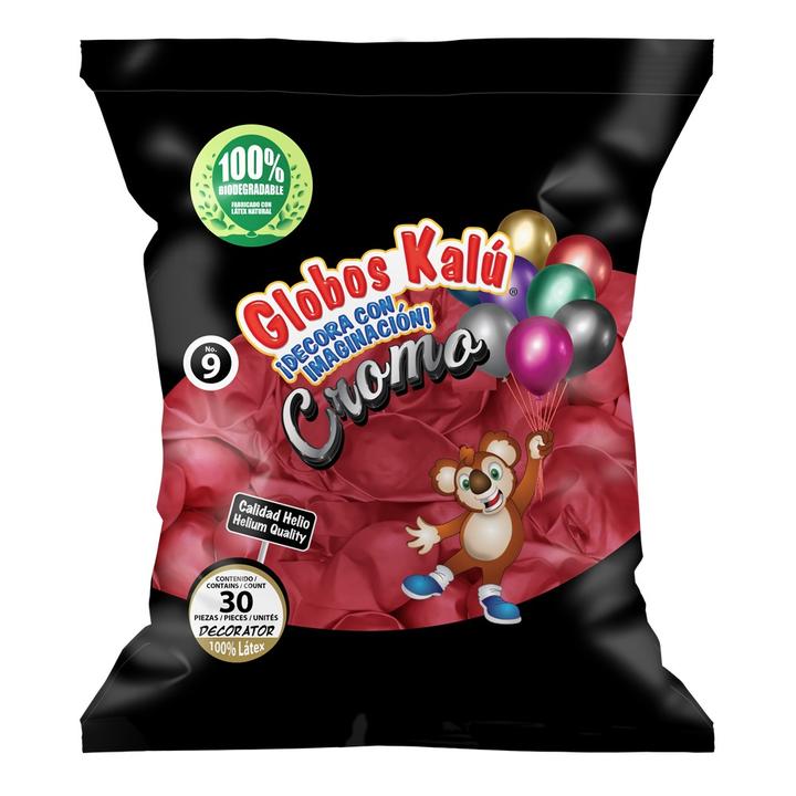 Globo Cromo Metálico Rojo No.9 Con 30 Piezas 1 Pz