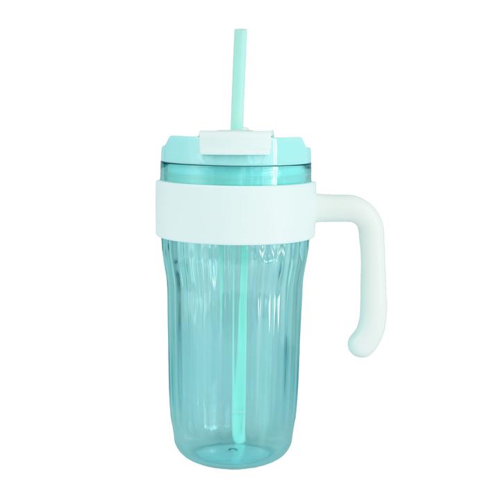 Botella Con Asa Y Popote Azul 830ml 1 Pz