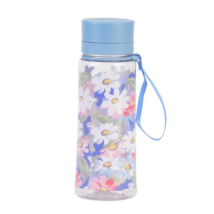 Botella De Plástico Flores Celeste 590 Ml