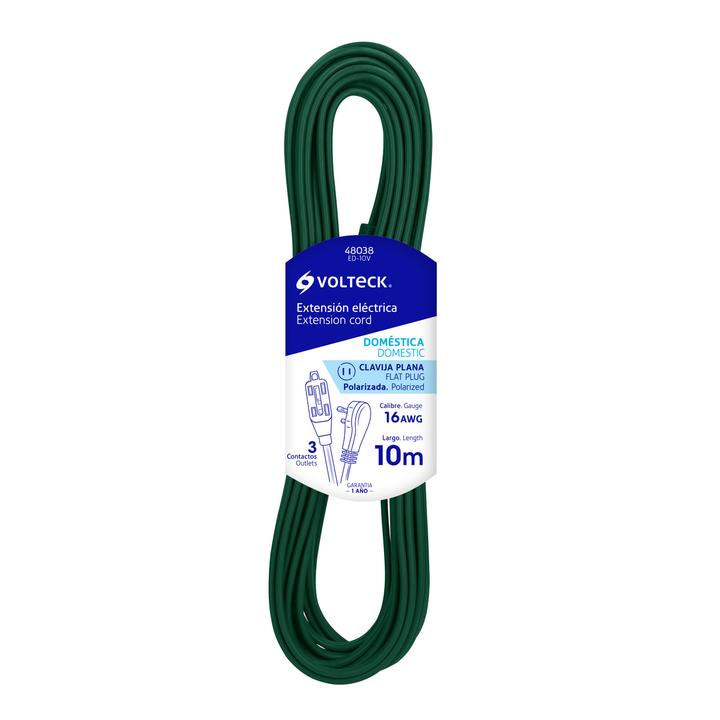 Extensión Eléctrica Volteck Doméstica Con Clavija Plana 10 M