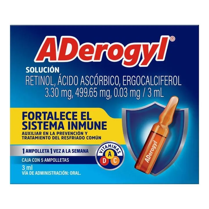 Aderogyl Multivitaminico Vitaminas A, C Y D 5 Ampolletas De 3 Ml