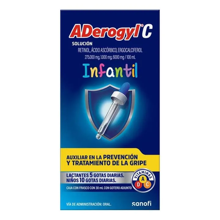 Aderogyl C Infantil Vitaminas A B Y C Frasco Con Gotero 30 Ml
