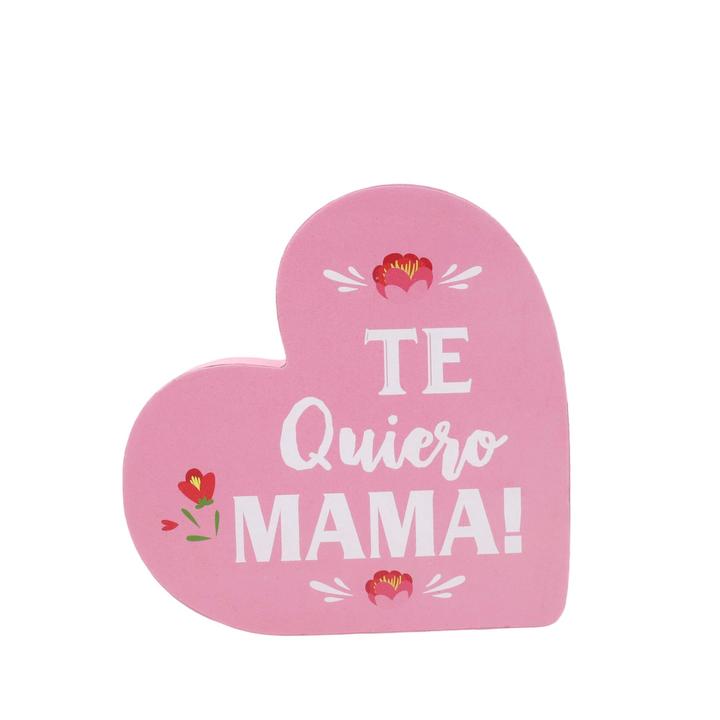 Adorno De Mesa Día De Las Madres En Forma De Corazón "Te Quiero Mamá!" Rosa